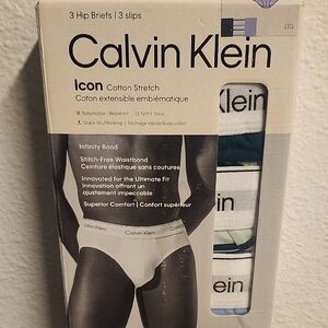 Calvin Klein Icon Cotton Stretch Briefs - Green, Blue, Striped